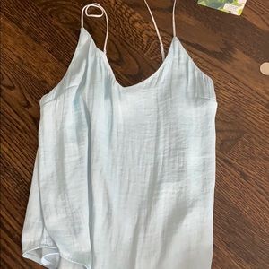 blue flowy tank top